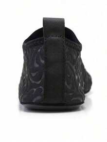 Women Textured Slip On Water Shoes, Sporty Outdoor Fabric Aqua Socks - 黑色 - 查看 3