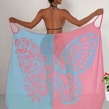 2024 Foreign Trade Cross-Border Beach Towel European And American Bikini Beach Swimsuit Butterfly Pattern Cover-Up Mesh Skirt - Orange - View 5