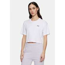 FILA | Kurzes Damen-T-Shirt, Locri Loose Cropped Tee Modell, Kurzarm-T-Shirt aus 100 % Bio-Baumwolle mit lockerer Passform und Print - Weiss - Übersicht 5
