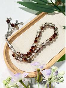 1pc Muslim 33 Beads Cracked Tasbih Prayer Beads, Minimalist Versatile Unisex Design - Multicolor - View 11