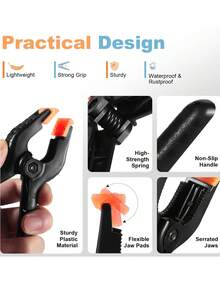 6/3/1pcs Spring Clamps, Large Balloon Arch Clips Plastic, PureGuard 3.5 Inch Large Plastic Spring Clamps Heavy Duty Woodworking Clamps Suitable For Crafts, Balloon Arch, Photography Backdrop Stand, Swimming Pool Cover Clips, Backdrop Stand, Photography, Home Decor, Etc. (Black) - Multicolor - View 6