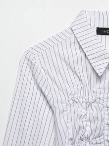 Camellia New Spring/Summer Women's Fashion Elastic Pleated Chiffon Blouse White - White - View 2