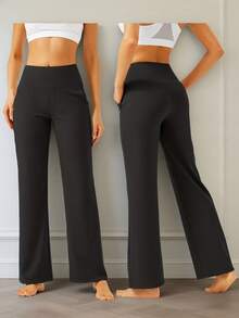 3pcs High-Waisted Wide Leg Pants - Stretchy Knit Trousers With Deep Pockets For Yoga, Lounge & Daily Commute - 3pcs Khaki+Grey+Black - View 10