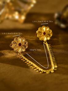 1 chiếc vòng tay mạ vàng tối giản, đa năng, kiểu dây xích và hoa, phù hợp cho các buổi hẹn hò, đám cưới, tiệc tùng, ngày lễ, làm quà tặng. - Vàng - Xem 3