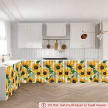 1pc Sunflower Pattern Printed Tablecloth, Kitchen Small Curtain, Cabinet Curtain With Curtain Holes, Easy To Hang, 100% Polyester, Rectangular, Woven, Machine Washable, Kitchen Decor And Accessories, Suitable For Kitchen Cabinets And Home Decor - Multicolor - View 7