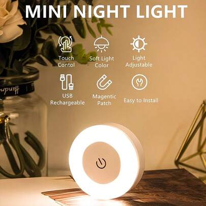 1pc Touch Sensor LED Lamp, Warm/White/Natural Light, Suitable For Study Room, Bedside, Bedroom, Room, Master Bedroom, Indoor Lighting, Home Decor
