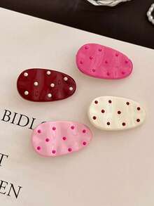 8pcs Women's Classy Light Retro Cute Colorful Polka Dot Oval Hair Clips Sweet Versatile Side Clip Minimalist Personalized Bangs Clamps Lovely Hair Accessories Claw Clips Hair Barrettes Head Accessories Hairpin FTQU - 多色 11 - 查看 9