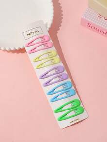 10pcs/30pcs Girls Simple Versatile Casual College Style Solid Color Retro Water Drop Square Bangs Hair Clips - Multicolor - View 2