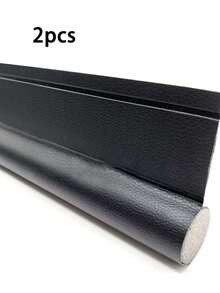 1pc Coffee-Colored Single-Sided Hook-And-Loop Door Crack Doorway Bottom Seal Strip (PU Leather + Foam Tube), The Product Itself Has Textures, The Main Image Is Only For Demonstration Effect - Coffee Brown - View 7