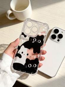 1个可爱心形黑猫透明防摔高屏手机壳，兼容苹果17 Pro Max/ 9 Pro XL/ Smart 8/ Hot 40i/ Spark 20/ Spark 20C/ Spark Go 2024/ G84/荣耀X9b/三星Galaxy S26 S25 S24 Ultra S24 Plus S24 FE S23 S22 S21 S20 A73 A72 A70 A55 A54 A53 A52 A50 A30 A42 A35 A34 A33 A25 A24 A20 A30 A15 A17 - 無色 - 查看 5