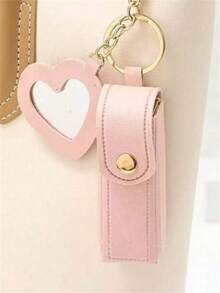 4pcs/Set Lipstick Holder With Heart-Shaped Mirror, Useful For Women Makeup, Key Chain. Heart-Shaped Mirror Decorated Lipstick Case, Multi-Color Women Makeup Bag, Heart-Shaped And Bag Decor Fashion Keychain Pendant, Wallet, Purse, Bag Accessories, Storage Pouch ,Jewellery Box,Pouch,Makeup Brush Holder,Brush Holder,Perfume Organiser,Pouch Bag,Gifts For Women,Christmas Gifts,Gift Ideas For Women,Room Decor - Multicolor - View 9