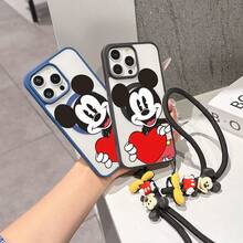 This Disney Mickey Mouse Pattern Lanyard Phone Case Features A Strong Magnetic Closure And Full Coverage Of Acrylic And TPU Material. It's Shockproof, Lightweight, And Suitable For IPhone17/16/11/13/15/15 Plus/15 Pro/15 Pro Max/12/14 Pro Max/11 Pro Max/12 Pro/12 Pro Max/13. It's A Popular Birthday Gift, Business Gift, Durable, Stain-Resistant, And Fingerprint-Resistant New Phone Case For Men And Women. It Also Includes A Mickey Mouse Phone Case And Mickey Mouse Doll Bracelet. Compatible With SamsungGalaxy S20, S21, S22, S23, And S24 Series. It's The Perfect Gift For Friends And Family. This Stylish Phone Case Is Fun, Lightweight, And Durable. IPhone17 Pro Max Phone Case, Minnie Phone Case. - màu đen - Xem 8