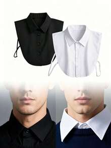 2pcs Detachable Faux Shirt Collar, Men's Fashion Accessory - Multicolor - View 1