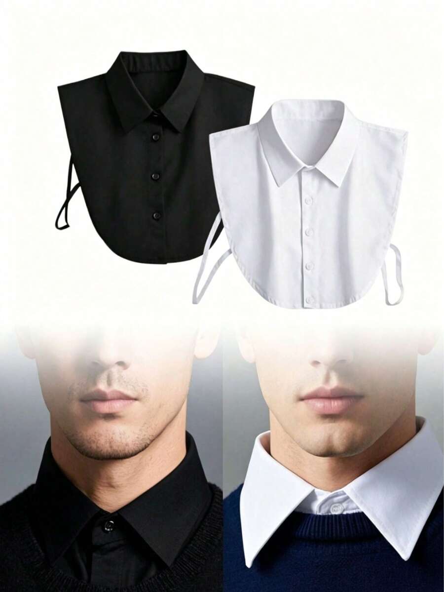 2pcs Detachable Faux Shirt Collar, Men's Fashion Accessory - Multicolor - View 1