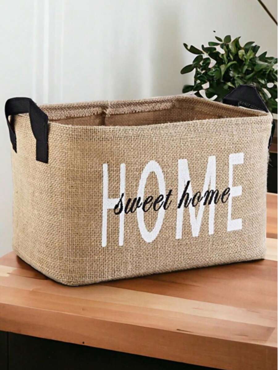 Jute Wardrobe Laundry Organizer, Room Toy Organizer, Foldable Storage Basket 30x22x18 - Multicolor - View 1