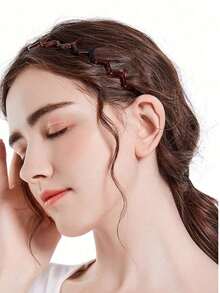 1/2/4件装波浪形锯齿豹纹宽发箍，时尚简约发箍，波浪形发箍，发饰 - 彩色 - 查看 6