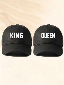2pcs Women's Printed "KING QUEEN" Baseball Cap, Adjustable Outdoor Casual Sun Protection Hat Suitable For Spring, Autumn, Travel, Beach, Men's Y2K Style Hat - Baseball Cap 2 - View 7