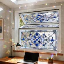 1pc Colorful Abstract Art Glass Window Film, Retro Floral Pattern, Static Cling, Privacy Protection, Removable, Suitable For Living Room, Bedroom, Bathroom, Glass Doors, Home Decor, Beautify Interior, Window Sticker Art - Multicolor - View 9
