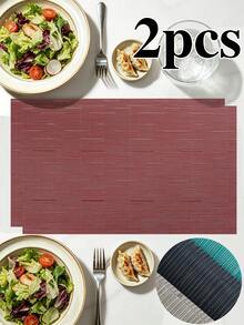 4/120pcs Rectangular PVC Woven Placemats, Washable Odorless Table Mats, Soft Easy To Store Western Style Dining Mats, Non-Slip Heat-Resistant Table Decor Mats, Suitable For Restaurants, Cafes, Homestays, Fit For Holidays, Parties, Gatherings, Birthdays, Weddings, Dinner Parties And More Occasions. - Multicolor - View 18