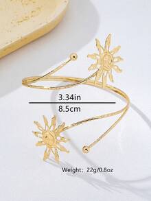 1pc Fashionable Hollow Metal Sun Arm Cuff Bracelet, Suitable For Daily Wear - Golden - View 5