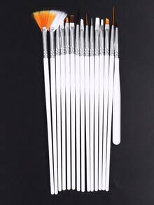 15件套亚克力美甲刷套装，包括美甲延长胶刷、彩绘刷、细节勾线刷、圆珠笔、扇形美甲刷工具，家用DIY美甲沙龙工具，美甲用品 - 彩色 - 查看 7
