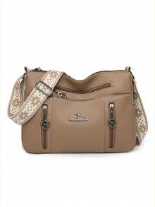 2026 New Fashion Soft Leather Crossbody Bag For Women, Multi-Layer Shoulder Bag, Middle-Aged Mom Bag, Large Capacity Commute Bag - Khaki - View 2