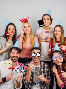 31pcs Birthday Party Photo Booth Props, Including Glasses, Hats, Ties, Mustaches, Lips And Other Creative Paper Photobooth Decorations, Suitable For Birthday Parties, Hawaiian Parties, Weddings And Graduations - Photo Props - View 6