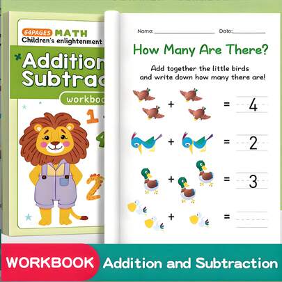 64-Page Math Practice Workbook, Addition & Subtraction Within 10, Mental Arithmetic Practice, Preschool Math Exercises, Picture-Based Formula Decomposition Calculation Book, Fun Arithmetic Practice Book, Suitable For Early Numeracy Development At Home, School, Students, Stationery, Learning Supplies, Back To School