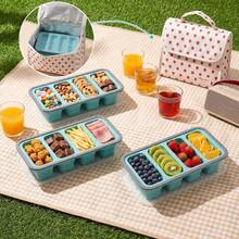 Large Capacity Square Food Storage Box With Flip Lid, Household Big Rectangular Tray Mold, Frozen Broth Box, Mold, Segmented Silicone Refrigerator Food Saver Box, Baking Use - Multicolor - View 3