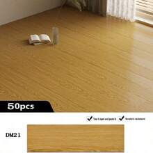 50 片木纹 PVC 地板砖，尺寸为 15.71 英寸 * 6 英寸，可拆卸加厚磨砂木纹材质，自粘墙贴，适用于装饰地板、浴室、厨房、学校和办公室的墙壁和地板，具有防水、防油和耐磨特性，是家居装饰的理想之选。 - 地貼50pcs - 查看 14