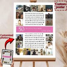 1pc 50 Reasons We Love You 50 Reasons We Love You Custom Poster, 50 Things We Love About You 50th Anniversary Gift For Ladies 50th Anniversary Gift For Gentlemen Customized Wall Art - Multicolor - View 2