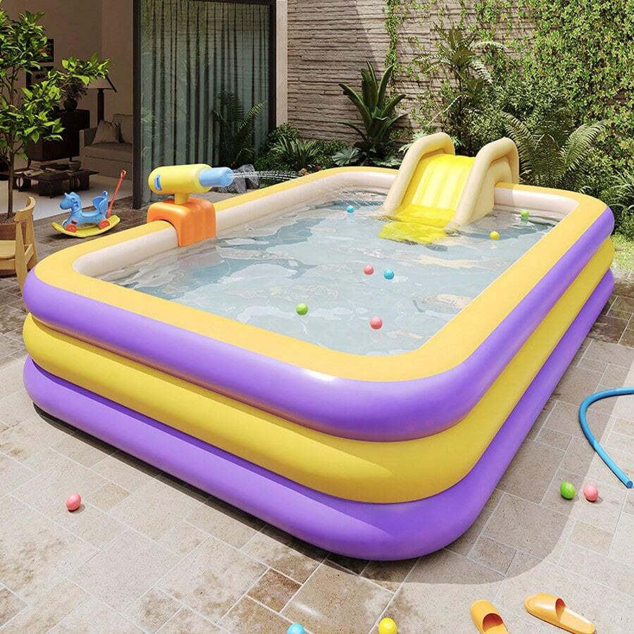 Large Inflatable Dinosaur Theme Swimming Pool With Playground Function, Made Of Durable PVC Material, Foldable And Portable, Suitable For Family Water Games And Yard Parties, Outdoor Dinosaur Theme Inflatable Swimming Pool - Swimming Pool - View 1
