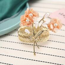 1pc Metal Pearl 3D Floral Window Curtain Tie Back, Versatile Styling - A - View 4