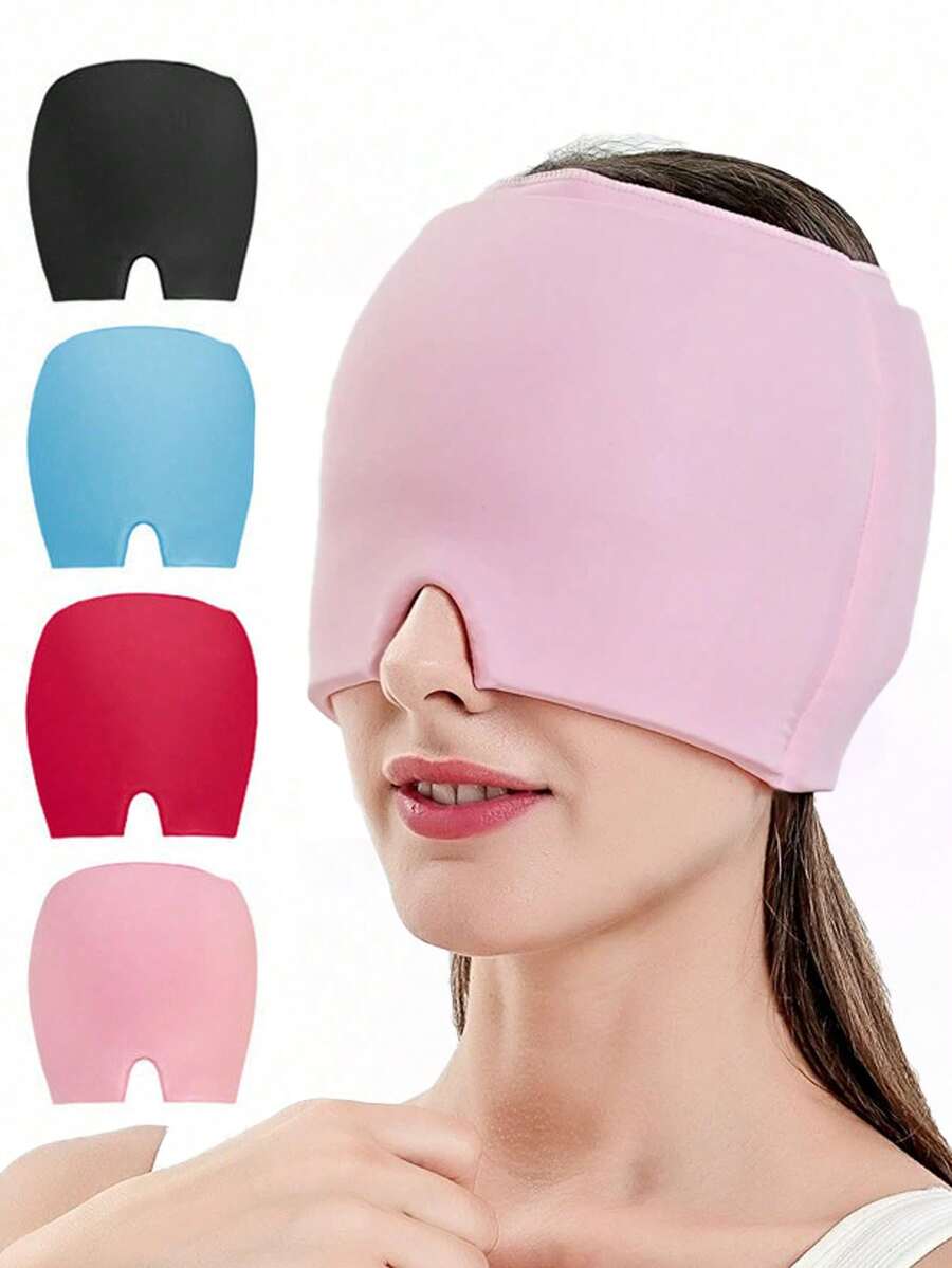 1 pieza Gorro de cabeza con gel de enfriamiento de capa única, gorro de compresa fría y caliente, máscara facial, máscara para los ojos, gorro de compresa fría, máscaras de esquí - color sólido - Ver 1