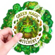 50 PCS Green Magic Witchery Stickers, Natu Re Witch Cauldron Leaf Vinyl Decals For Wat Er Bottles, Laptops, Journals, Scrapbooks, Ph One Cases, Witchcraft Aesthetic Decor, Perfe Ct For Pagans, Witches, Mystic Lovers, Boho Style Enthusiasts, Waterproof Stickers For DIY Crafts & Personalized Accessories - Multicolor - View 5