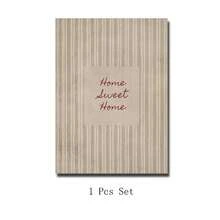 Set Of 1 Home Sweet Home Striped Vintage Canvas Wall Art | Beige Retro Typography Print | Cozy Mid Century Entryway Decor For Living Room Hallway,Frameless/Framed - A - View 11