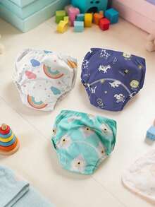 3pcs Unisex Washable Training Pants, Leak-Proof, High Absorbency, Soft & Skin-Friendly, 360° Leak Protection, Quick Drying & Anti-Seepage - Multicolor - View 10