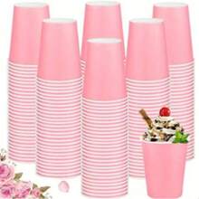 50/25/10个装 9盎司金色纸杯，适用于盛装水、果汁、茶，也适用于办公室聚会、居家和旅行。 - 粉色 - 查看 1