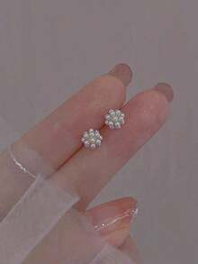1 paire de boucles d'oreilles minimalistes en faux perles, convenant pour le port quotidien des femmes - Doré - Voir 7