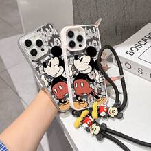 This Disney Mickey Mouse Pattern Lanyard Phone Case Features A Strong Magnetic Closure And Full Coverage Of Acrylic And TPU Material. It's Shockproof, Lightweight, And Suitable For IPhone17/16/11/13/15/15 Plus/15 Pro/15 Pro Max/12/14 Pro Max/11 Pro Max/12 Pro/12 Pro Max/13. It's A Popular Birthday Gift, Business Gift, Durable, Stain-Resistant, And Fingerprint-Resistant New Phone Case For Men And Women. It Also Includes A Mickey Mouse Phone Case And Mickey Mouse Doll Bracelet. Compatible With SamsungGalaxy S20, S21, S22, S23, And S24 Series. It's The Perfect Gift For Friends And Family. This Stylish Phone Case Is Fun, Lightweight, And Durable. IPhone17 Pro Max Phone Case, Minnie Phone Case. - 黑色 - 查看 4