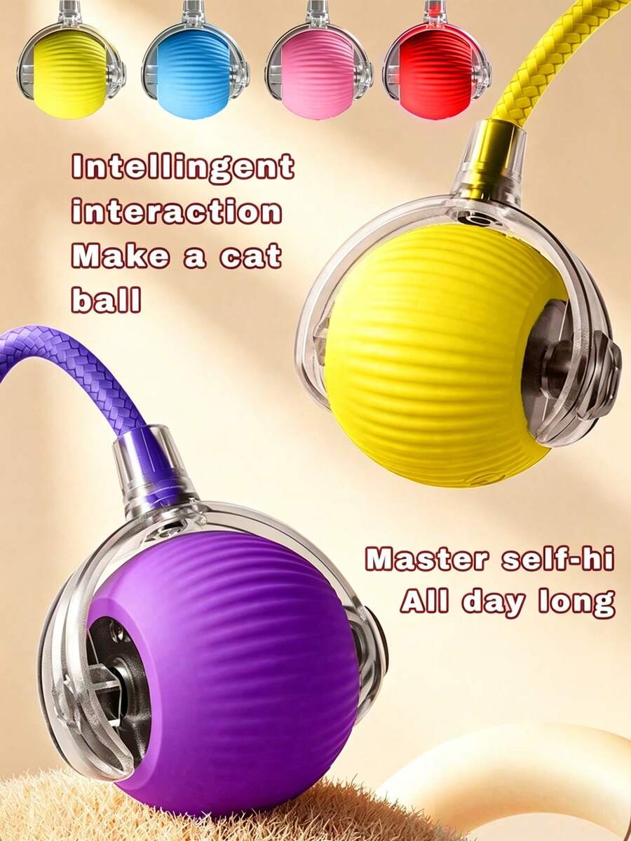1 pieza Juguete eléctrico para gatos en forma de bola, versión mejorada con activación al tocar, apto para perros y gatos, juguete de bola rodante automática que activa el movimiento de las mascotas, juguete de bola inteligente recargable por USB