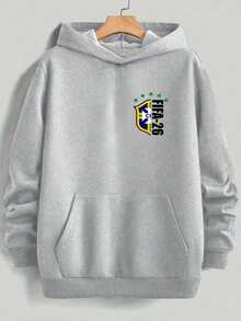 Kangaroo Hoodie World Cup Brazil Fifa26 Fan Jacket Brazilian Football - Màu Xám nhạt - Xem 2