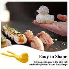 Rice And Vegetable Roll Mold: Create Cute Animal Shape - Dinosaur, Rabbit And Duck Design - Suitable For Sushi, Fried Balls And Other Dishes - Plastic Material, Non Electric - Multicolor - View 2