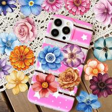 50pcs Vibrant Flower Stickers Decor For Planner, Diary, Phone Case, Guitar, Skateboard, Tablet, Self-Adhesive Seal Stickers, Great Gift For Family And Friends - Multicolor - View 2