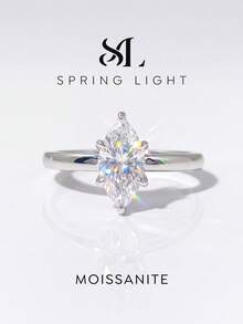 1 chiếc nhẫn đính hôn solitaire Moissanite 6 chấu thanh lịch 1-2 carat, bạc sterling S925 cao cấp, nhẫn cưới/cầu hôn/kỷ niệm sang trọng, quà tặng trang sức cho nữ, quà Giáng sinh. - Bạc - Xem 1