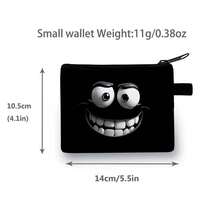 Funny 3D Grinning Face Zipper Coin Purse, Portable Mini Change Pouch For Coins Cards Keys Wallet In Colourful,Festive Game Printed Wallet - Casual Style, Polyester Material - View 3