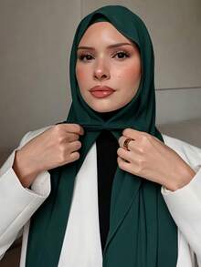 1件装磁扣速戴头巾，雪纺围巾搭配针织内衬帽，三合一速戴头巾，丝滑柔软透气的雪纺面料，适合日常穿着、节日、祈祷、清真寺佩戴。 - 彩色 - 查看 20