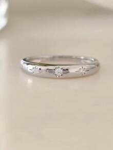 Nhẫn đôi hình hoa hướng dương màu vàng thời trang, trang sức nữ đính đá cubic zirconia tổng hợp hình học, quà tặng ngày Valentine. - trắng - Xem 4