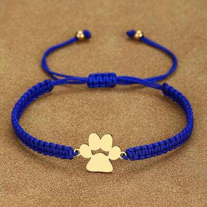 1 chiếc vòng tay bằng thép không gỉ 304 mạ vàng 18K in hình dấu chân thú cưng, vòng tay dây nylon dệt thủ công tối giản có thể điều chỉnh, 12 sự kết hợp màu sắc phù hợp cho cả nam và nữ đeo hàng ngày, món quà hoàn hảo cho các dịp lễ.