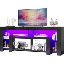82" Modern High Gloss Fireplace TV Stand With 50" Fireplace, Entertainment Center With Electronic Flame And USB Powered LED Lights, TV Console Cabinet - 美規B型插(110-127V) - 查看 14